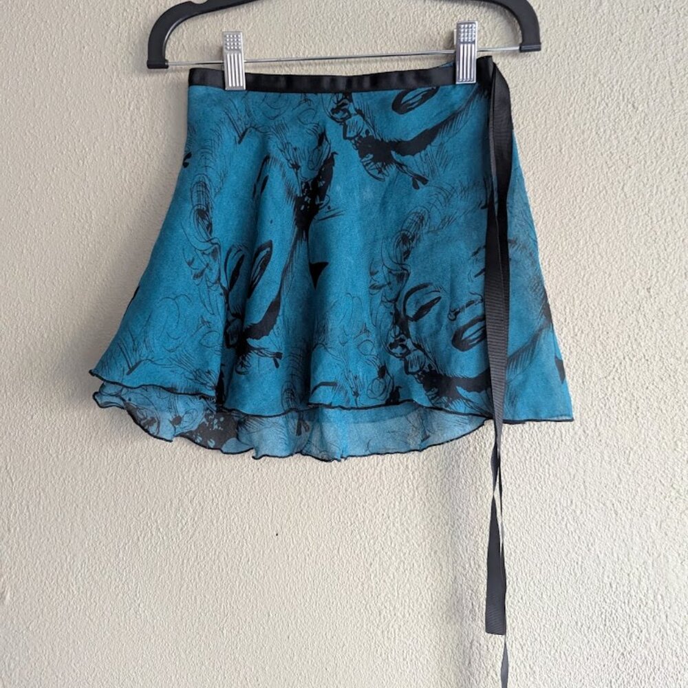 Ballet Wrap Skirt – Blue/Black Marilyn Monroe Abstract Print– One Size